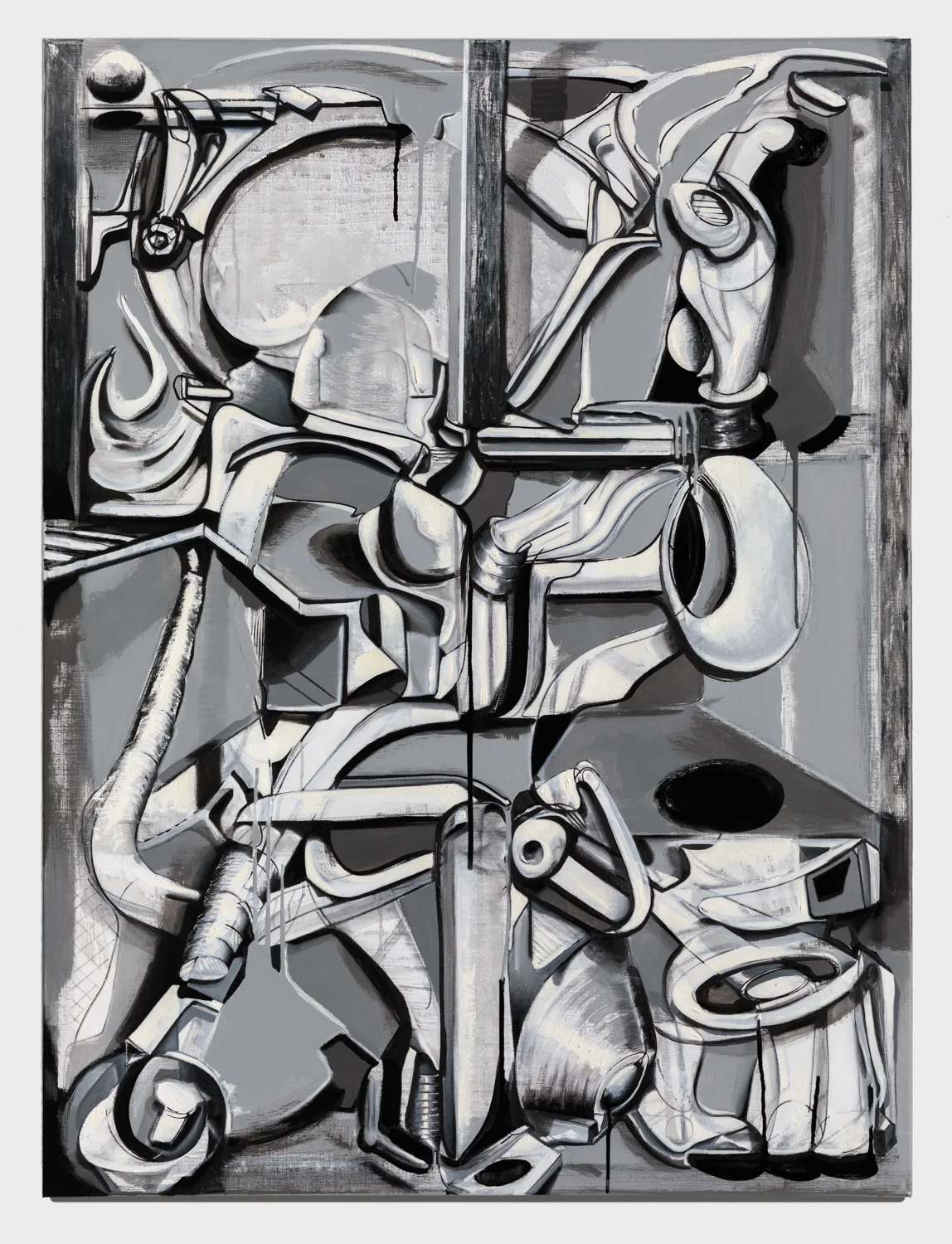 Gabriel's Horn, 2023 — Acrylic, charcoal , marker and oil on linen 36" x 48“