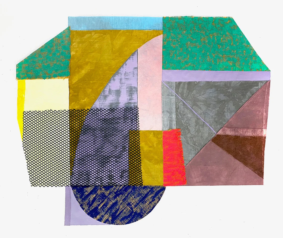 Melissa Dadourian — Dream Shape No.1, 2020 Fabric and flashe on paper, 30" x 37"