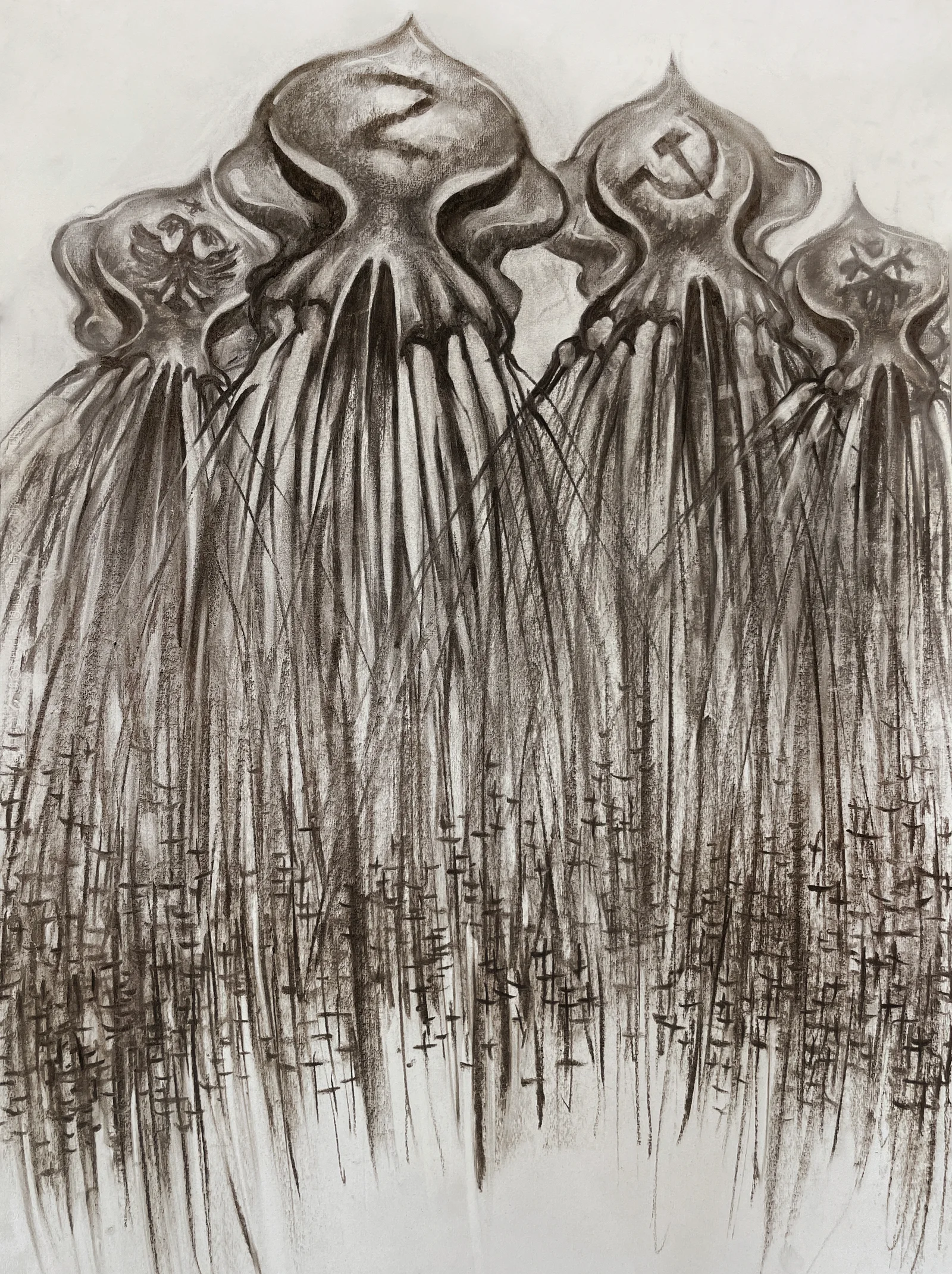 Moscovia's Traditions — charcoal on paper 70 x 100 cm