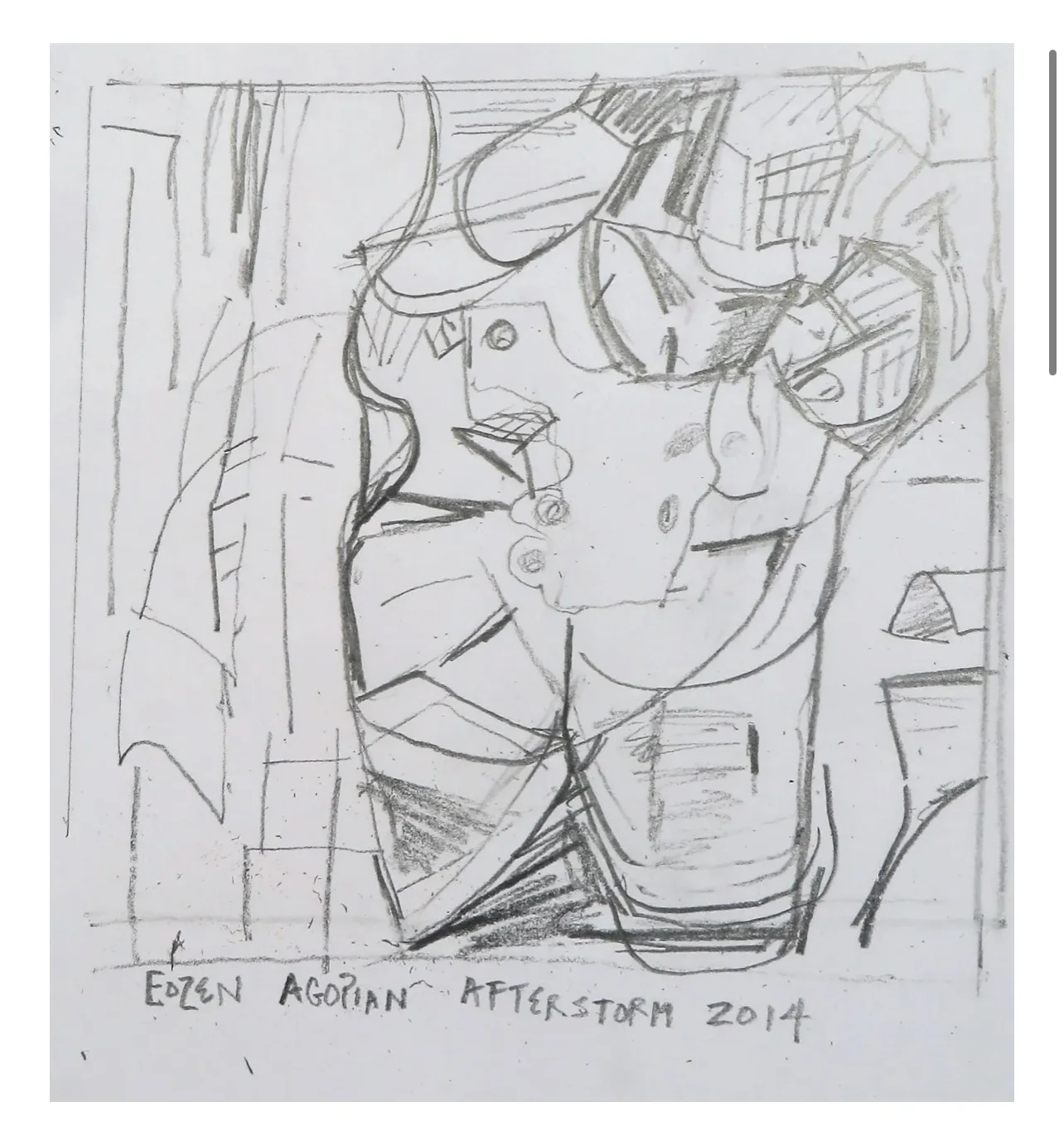 A drawing of figures from the Talking Pictures exhibition report.
