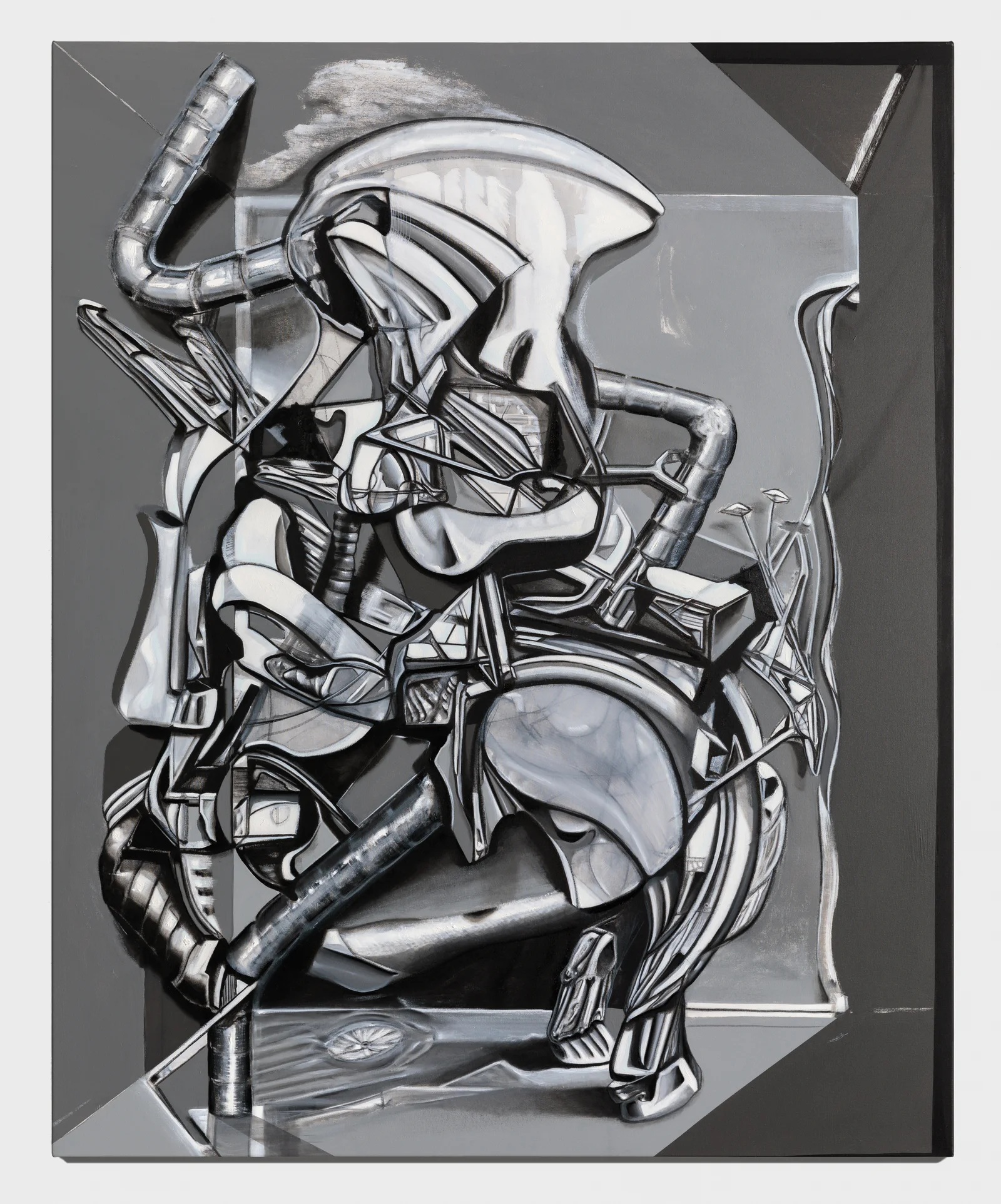 The Bargaining Furnace, 2023 — Acrylic, charcoal and oil on canvas 45" x 55.5"