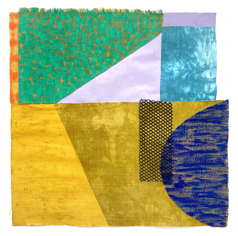 Melissa Dadourian — Dream Shape No.5, 2020 Fabric and flashe on paper, 22" x 22"
