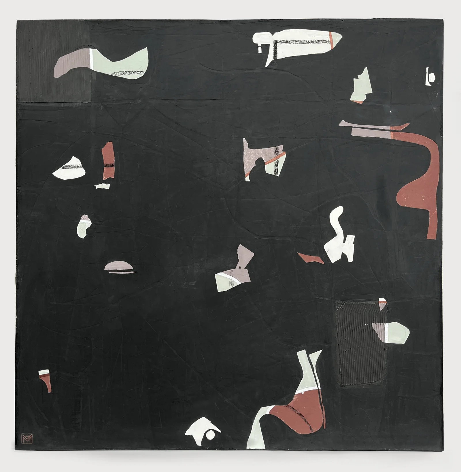 Unearthed II, 2023 — Plaster and Charcoal on canvas 36" x 36"