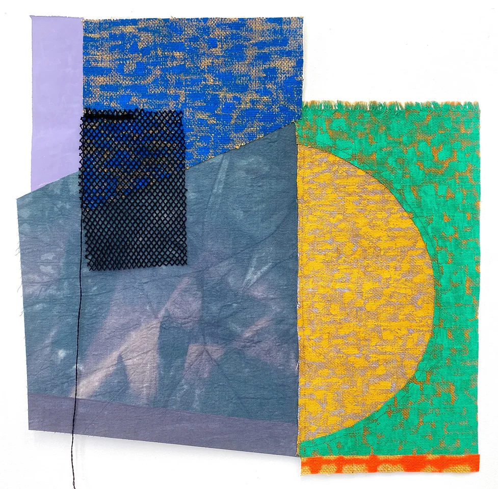 Melissa Dadourian — Dream Shape No.3, 2020 Fabric and flashe on paper, 25" x 25"