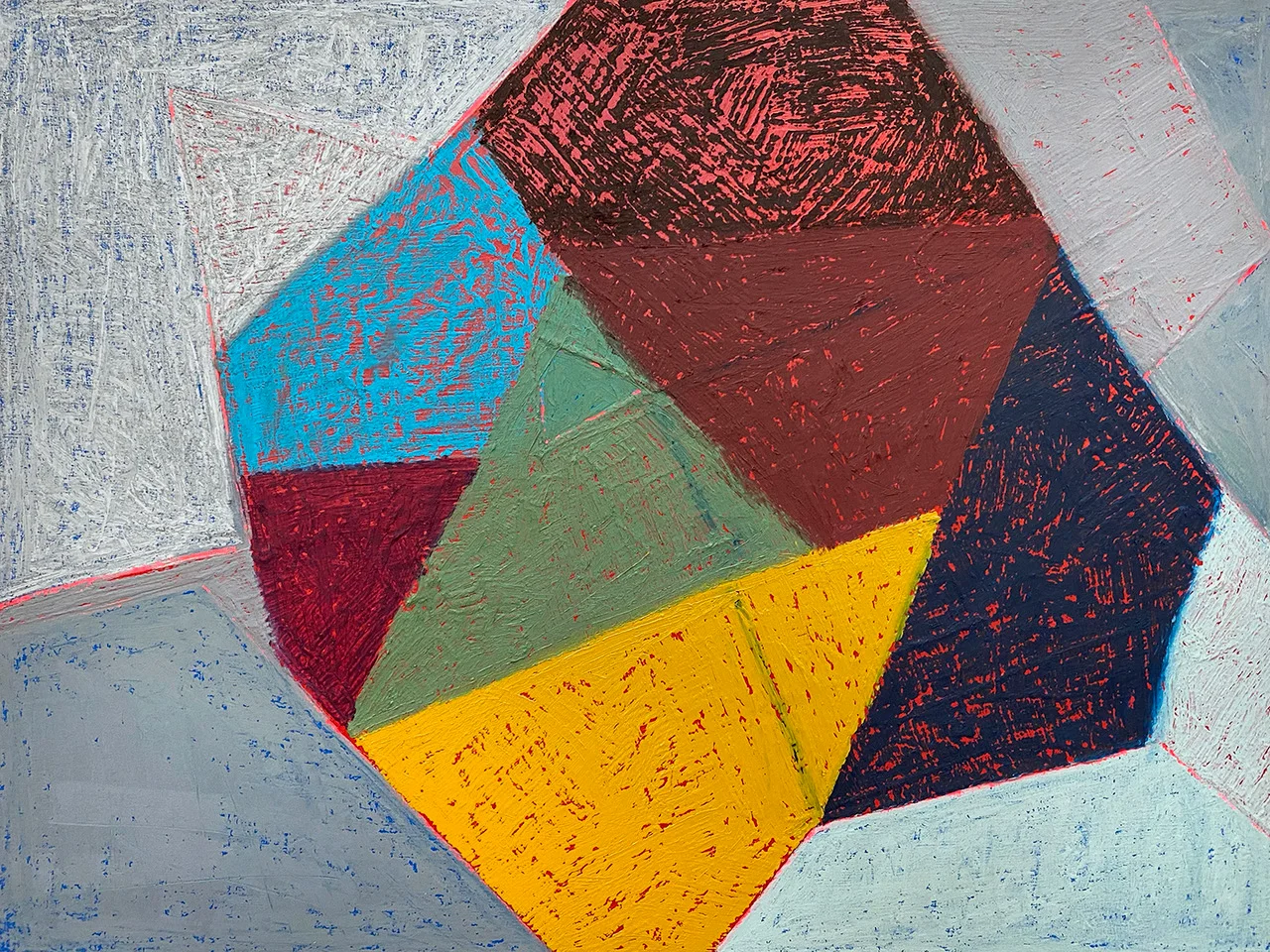 Melissa Dadourian — Yellow Triangle, 2021 Oil and flashe on wood panel, 18" x 24"